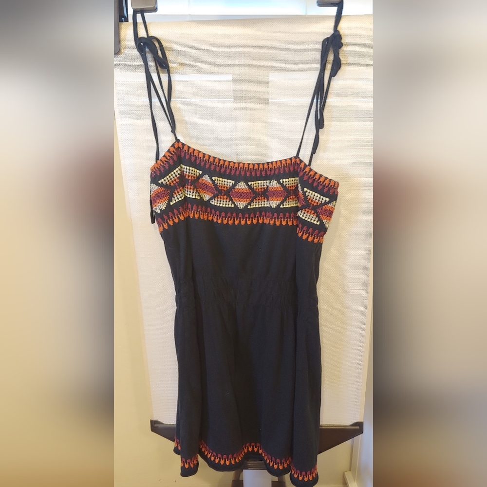 Sweetees Strappy tank top & zip purse, size M, black/orange loom pattern